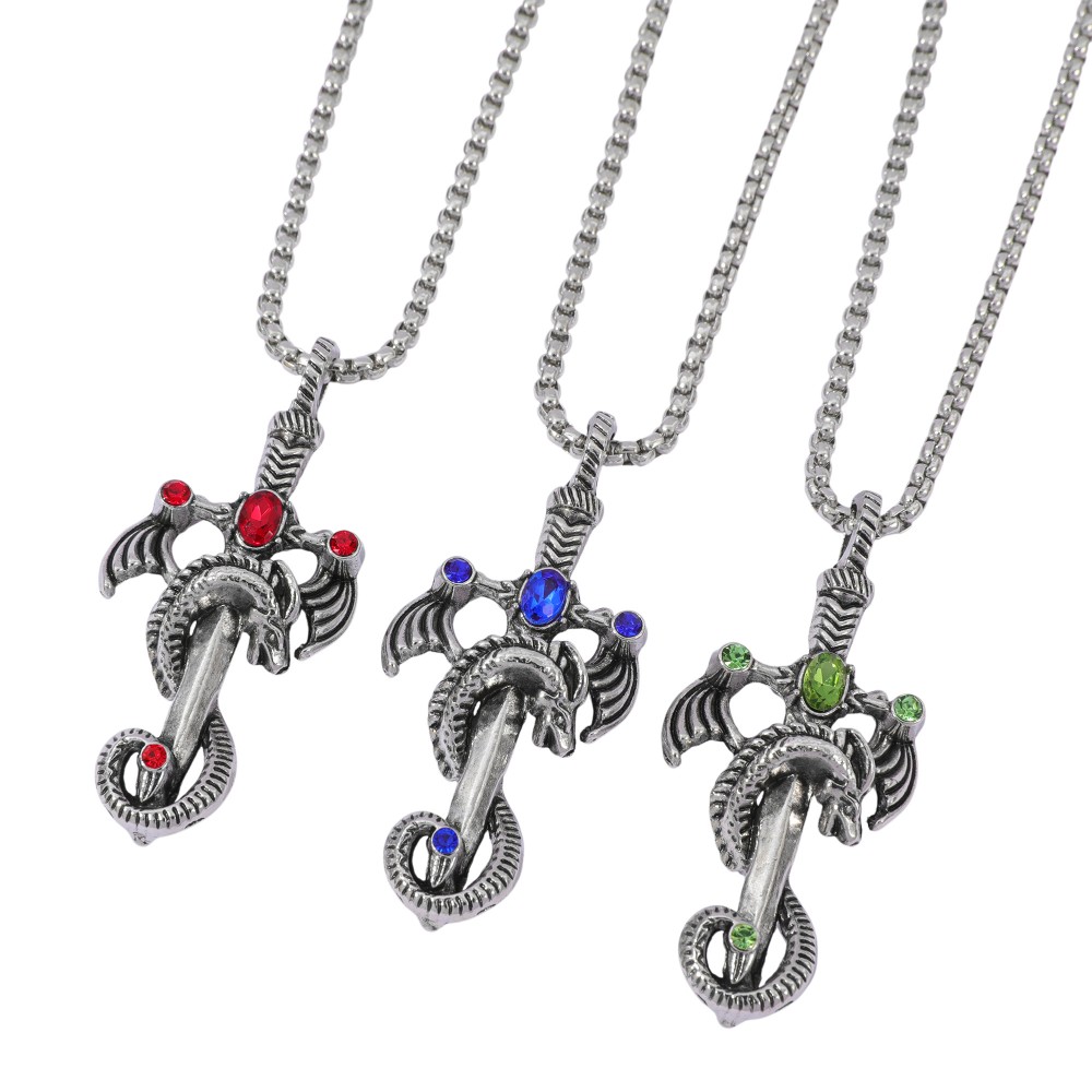 Men'S Accessories And Jewelry - Kalung Paduan Pedang Naga Permata Multiwarna