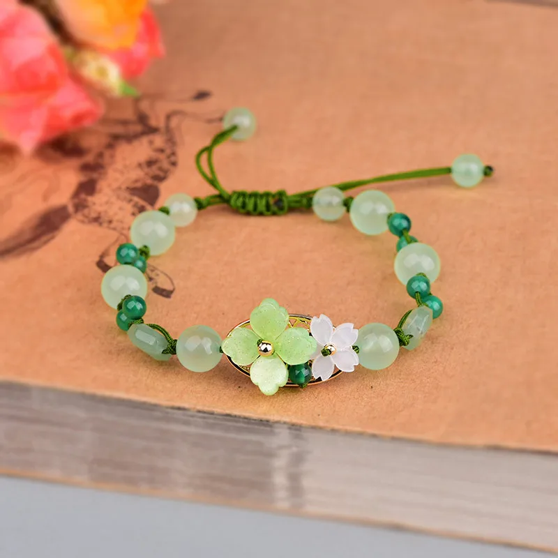 Gelang bunga giok hijau jimat  - Bracelet Beaded Men ulasan dan harga